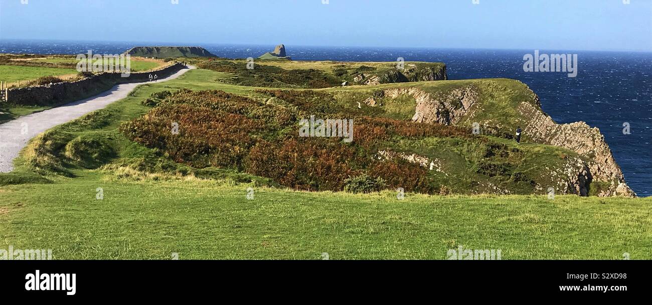 La tête vers la baie de rhossili gower Banque D'Images