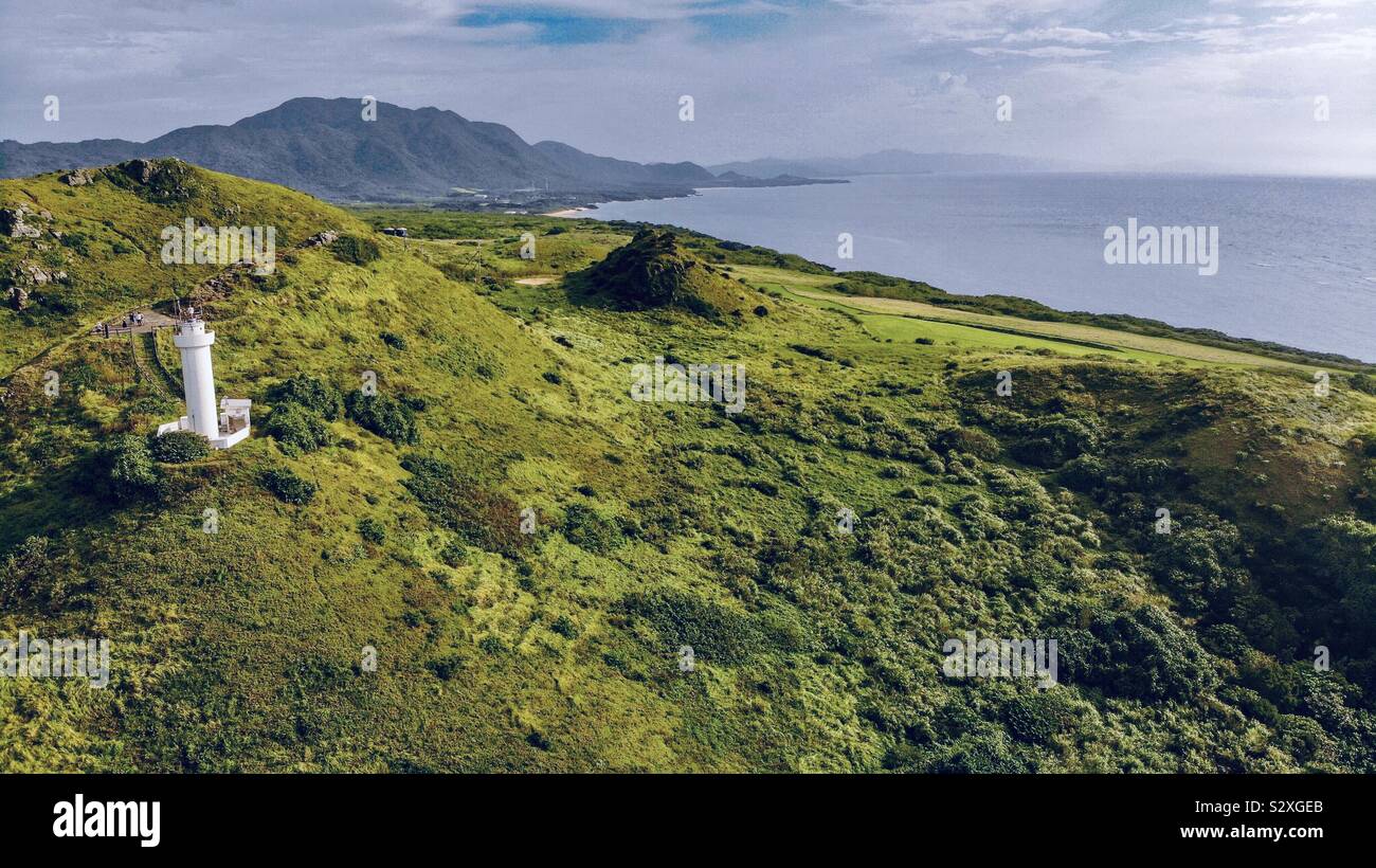 Drone aérien vue de Hirakubozaki Ishigaki-Shi, Phare, Japon Banque D'Images