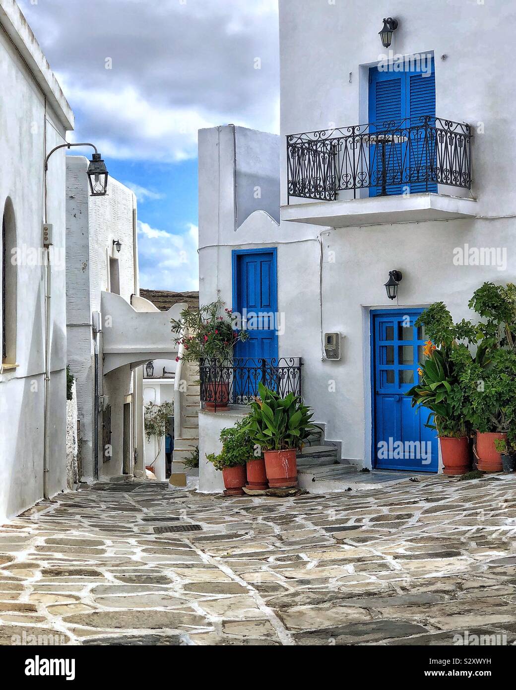 Lefkes Paros îles Grecques - Image de stock capturée avec un smartphone