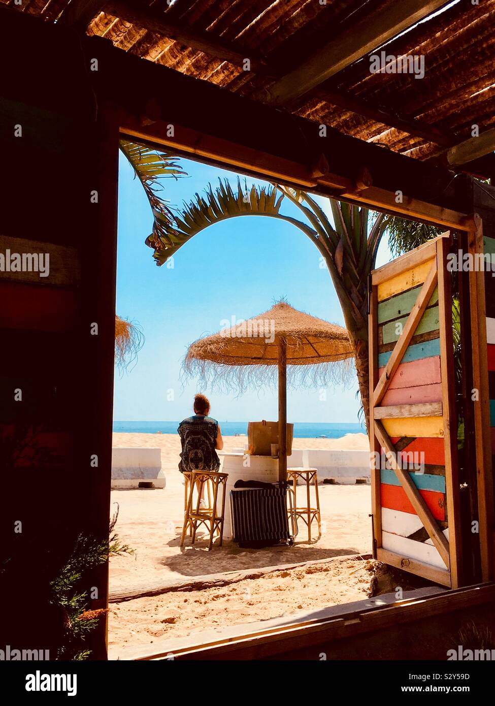 Beach bar, Caños de Meca, Costa de la Luz, Espagne - Image de stock capturée avec un smartphone