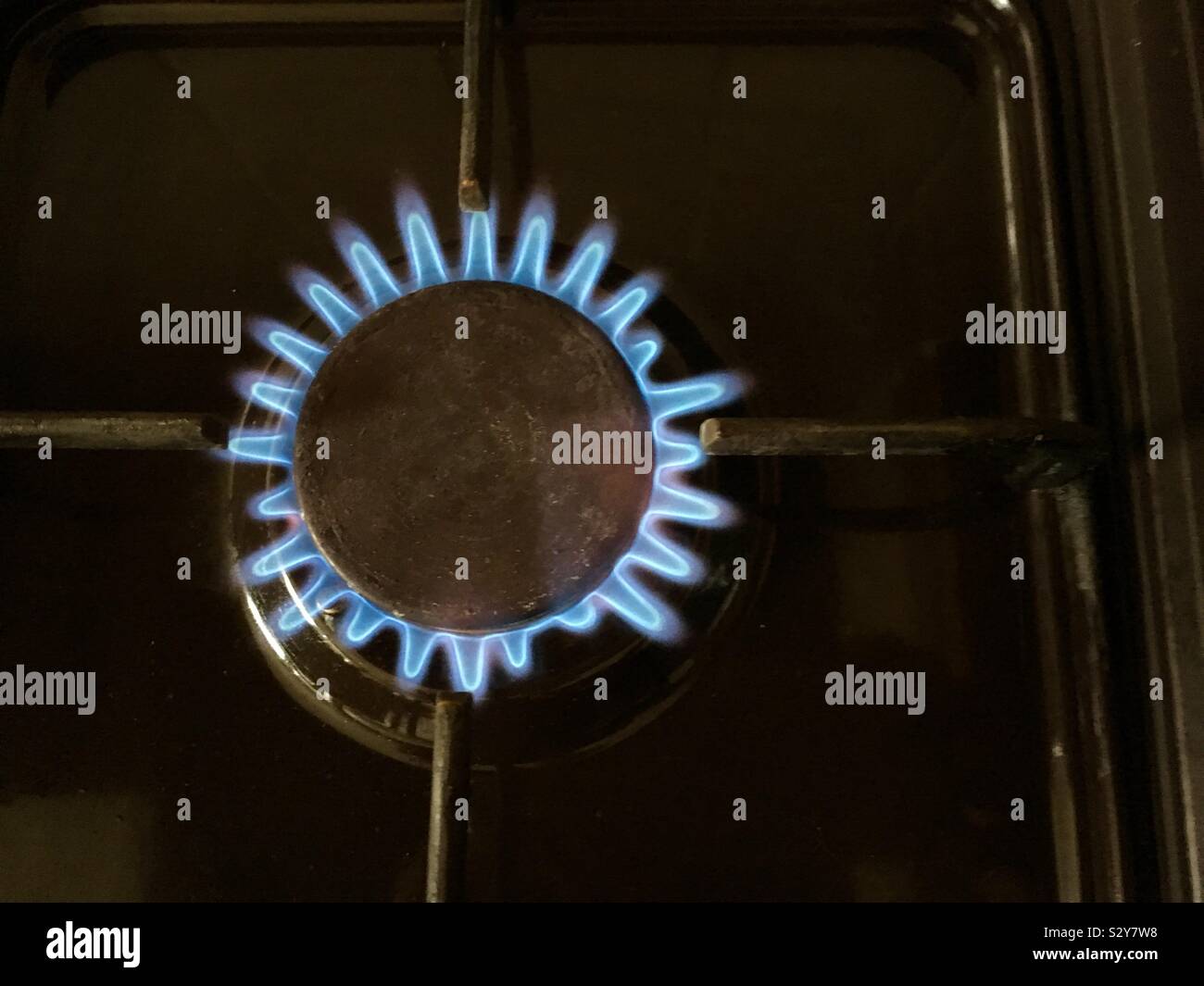 L'anneau de gaz sur une cuisinière Banque D'Images