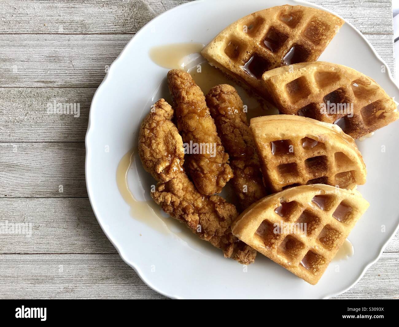 Le poulet et gaufres Banque D'Images
