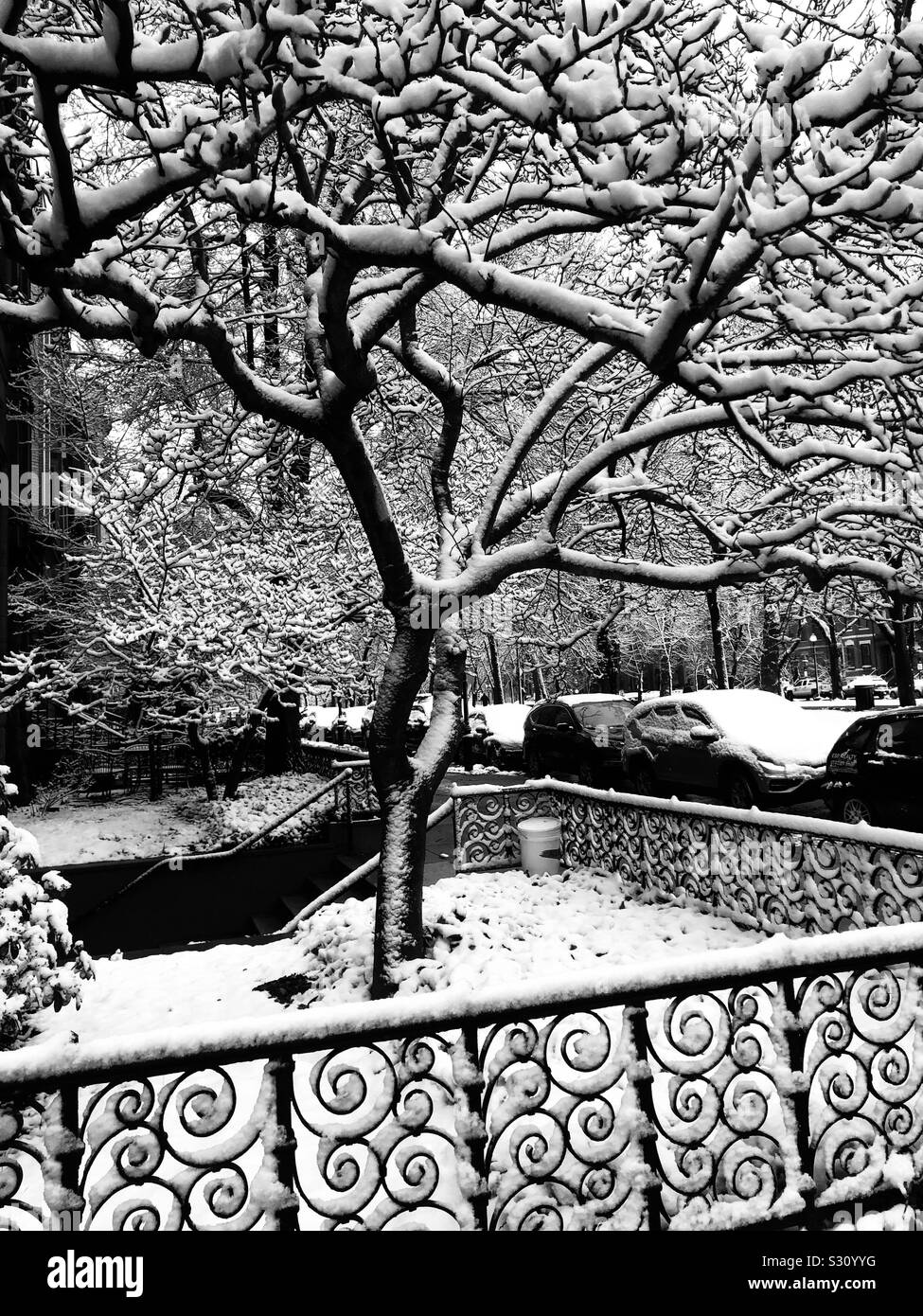 L'hiver à Boston. Historique de Boston Back Bay après une chute de neige. Banque D'Images