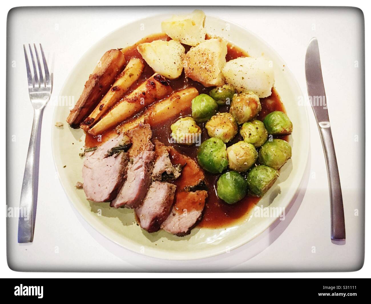 Dîner rôti de bœuf - Image de stock capturée avec un smartphone