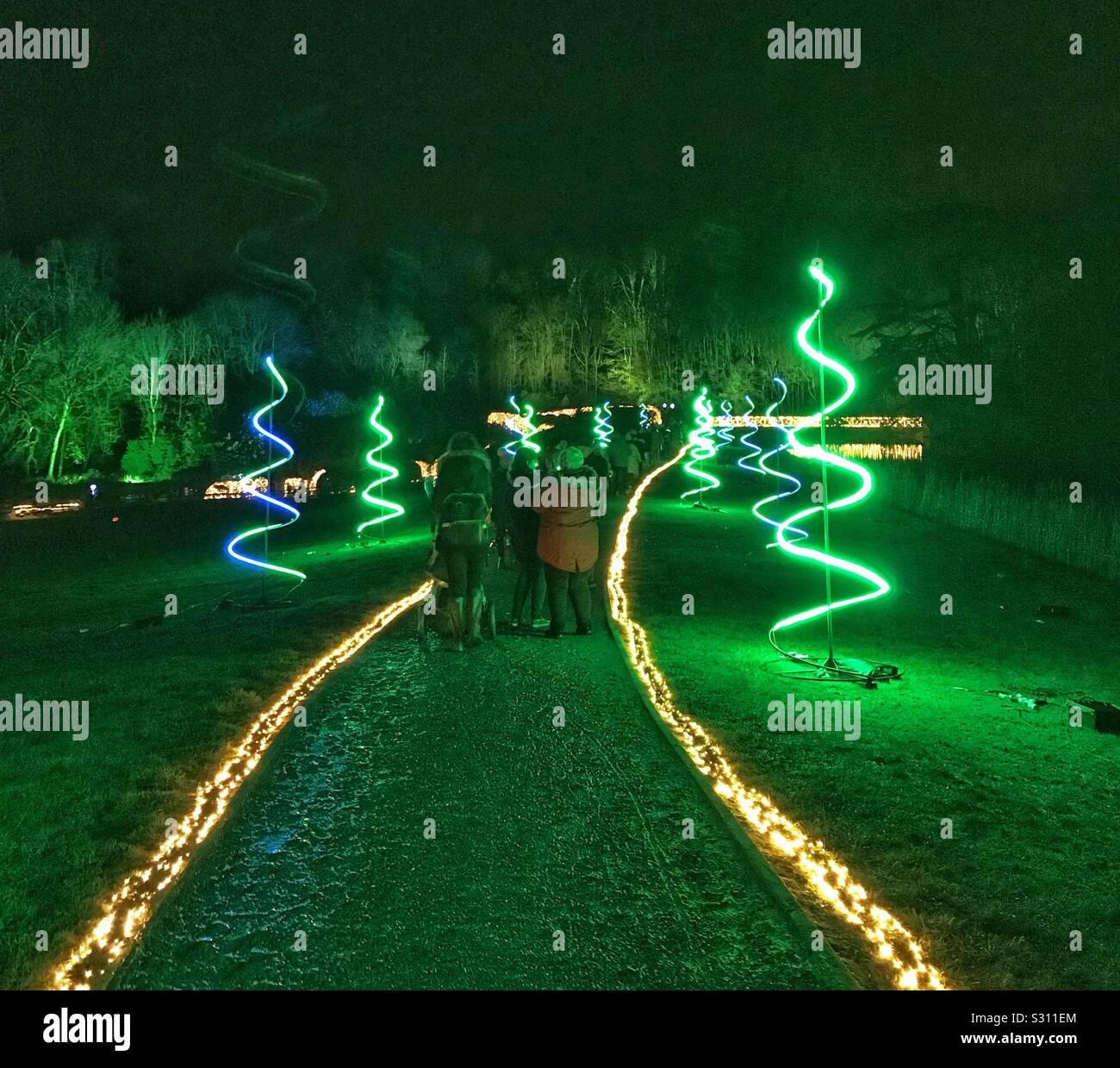 Le Palais de Blenheim Sapin Noël Light Trail 2019 Banque D'Images