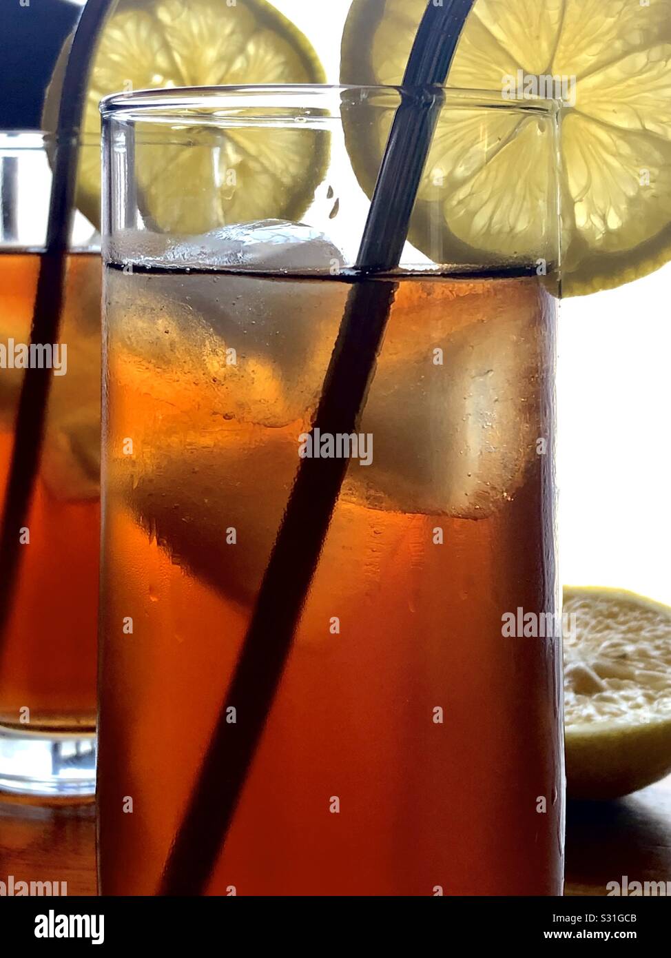 Verres à thé glacé au citron Banque D'Images