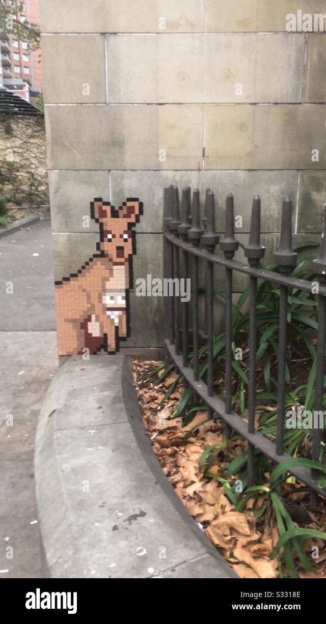 Graffiti d'un kangourou en pixels Banque D'Images