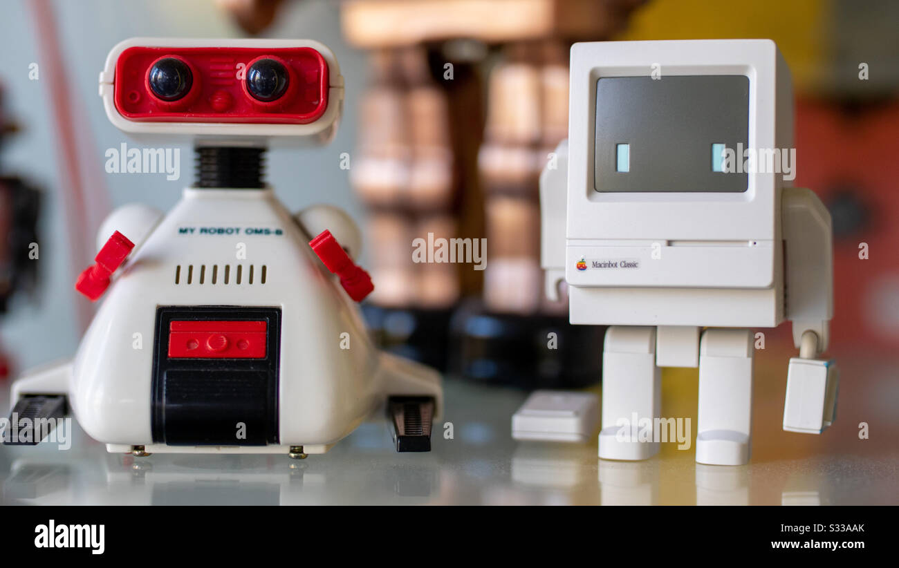 Robots jouets à l'écran - Image de stock capturée avec un smartphone