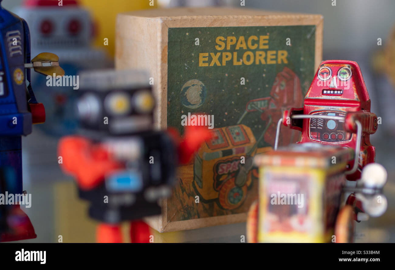 Collection vintage de robots jouets Banque D'Images