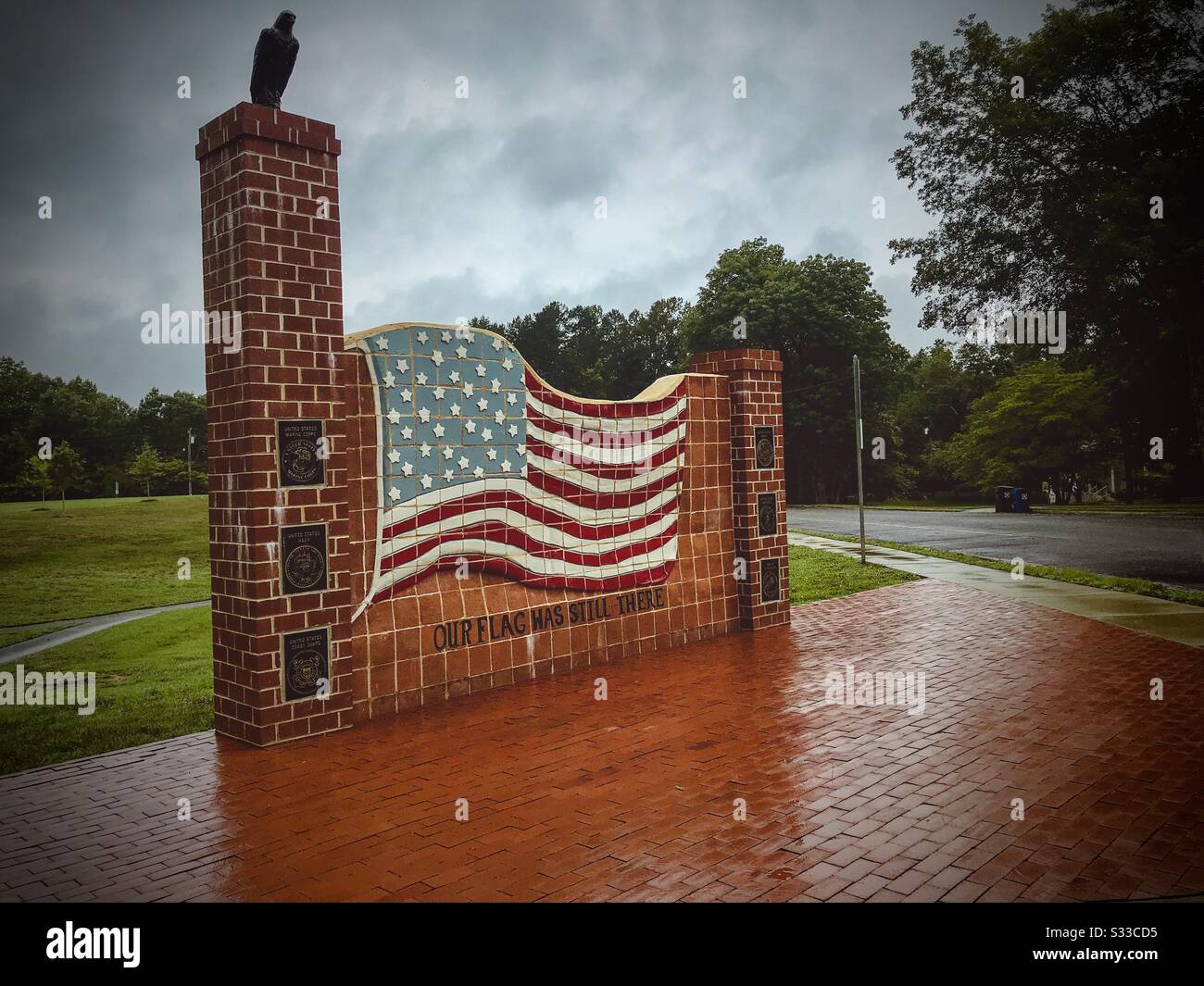 Hommage aux anciens combattants de China Grove, Caroline du Nord - Image de stock capturée avec un smartphone