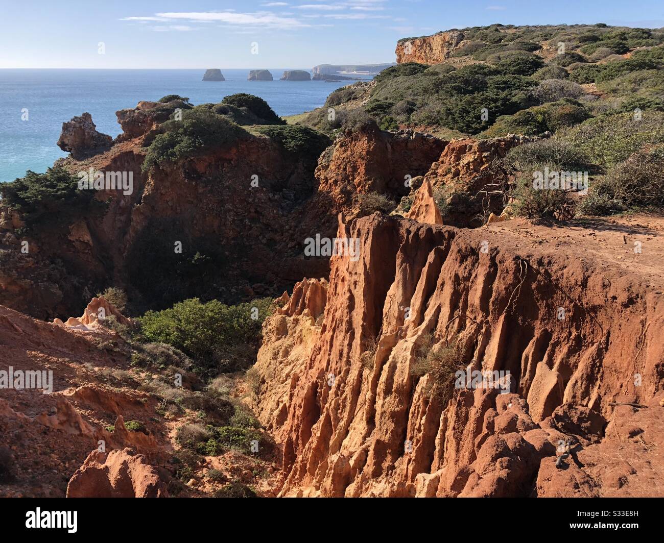 Côte portugaise sur l'Algarve à l'est de Sagres - Image de stock capturée avec un smartphone