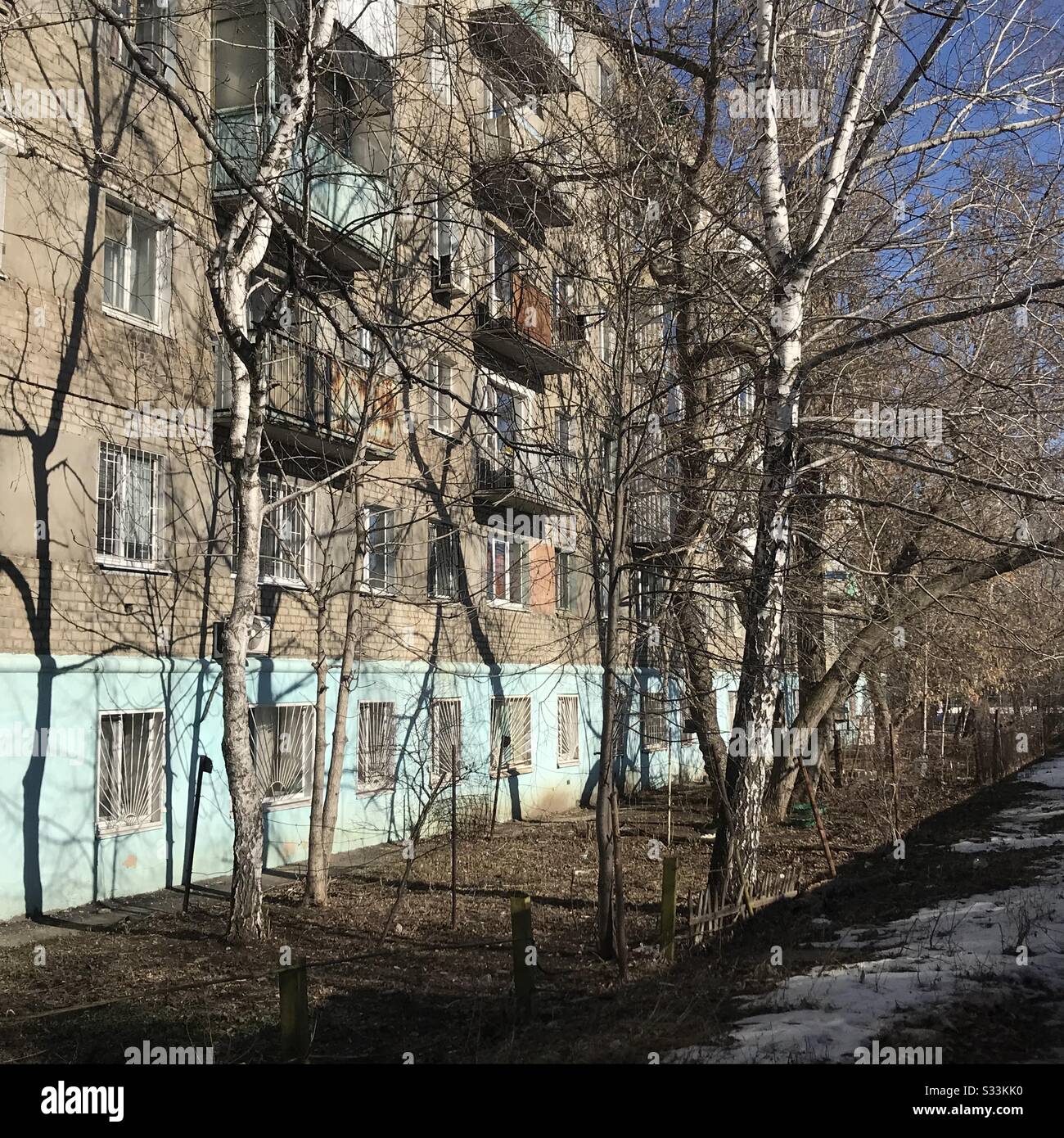 espace urbain commun russe, bâtiment, architecture des années 60 Banque D'Images