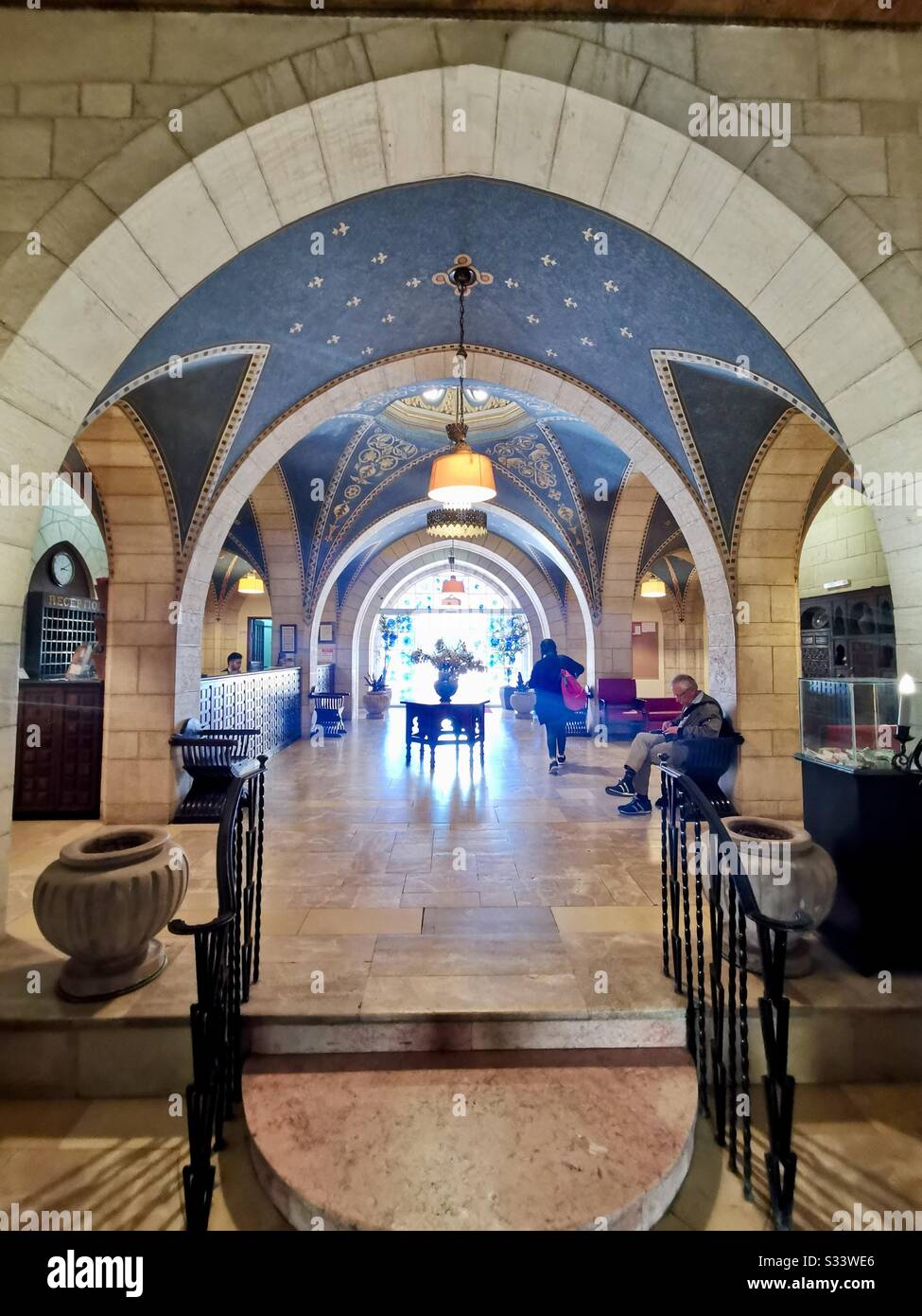 Hall de l'édifice du YMCA à Jérusalem. Banque D'Images