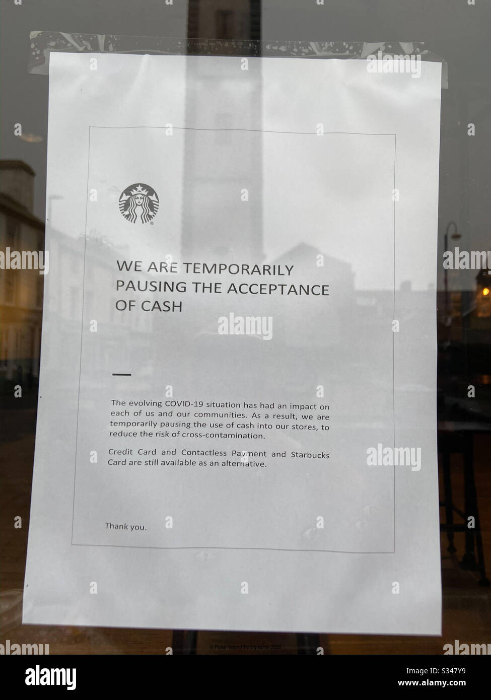 Aberystwyth, Pays de Galles de l'Ouest, Royaume-Uni. Jeudi 19 mars 2020. Actualités : Starbucks est l'un des nombreux cafés du Royaume-Uni prenant des précautions en étant une société sans argent liquide due au coronavirus. ©️Rose Voon/Alay Live News Banque D'Images