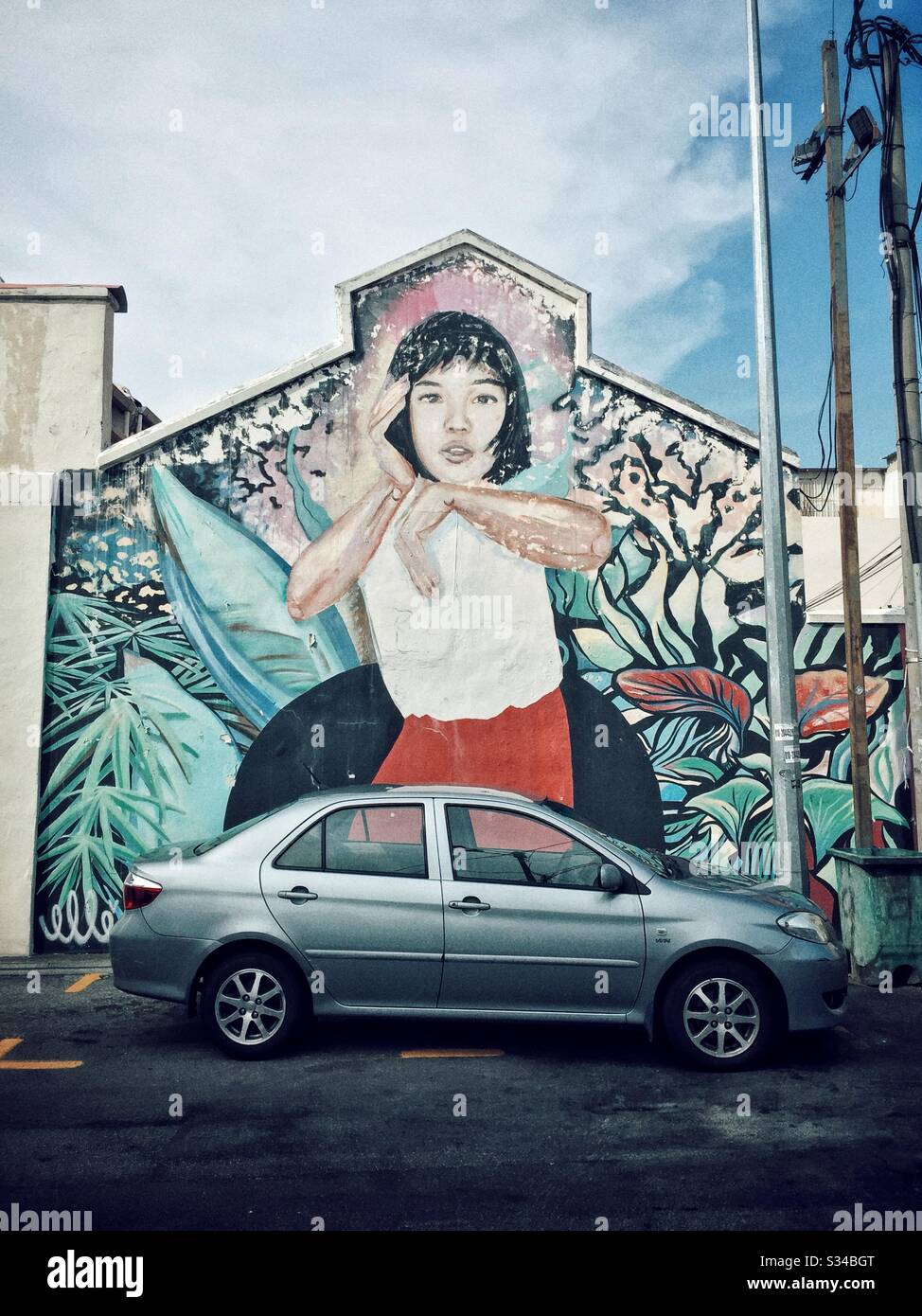 Greffitti dans la rue penang malaisie. - Image de stock capturée avec un smartphone