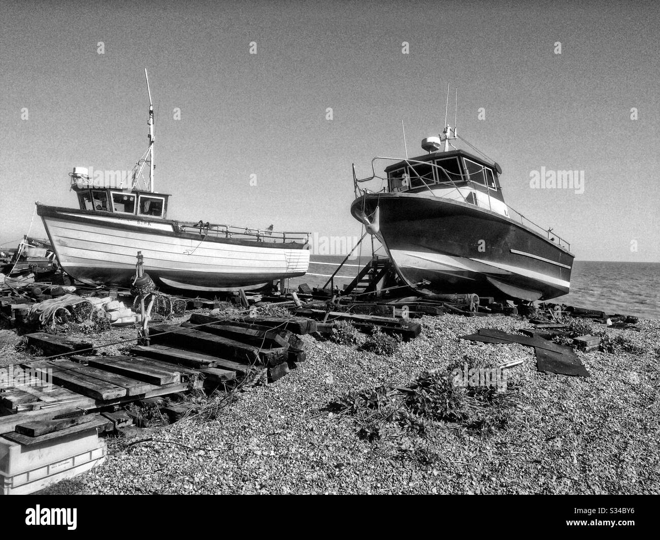 Bateaux de pêche sur Deal Beach - Image de stock capturée avec un smartphone