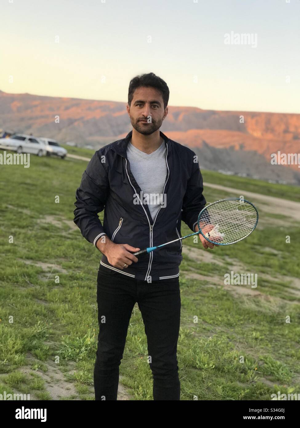 Saison de printemps et jouer au badminton en plein air Banque D'Images