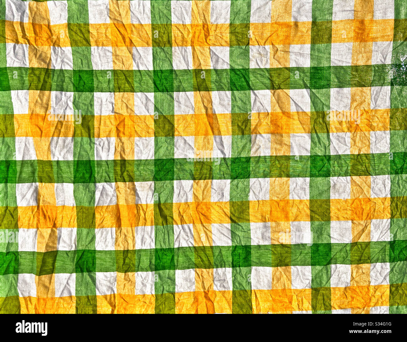 Motif à carreaux abstrait de tissu de table froissé Banque D'Images