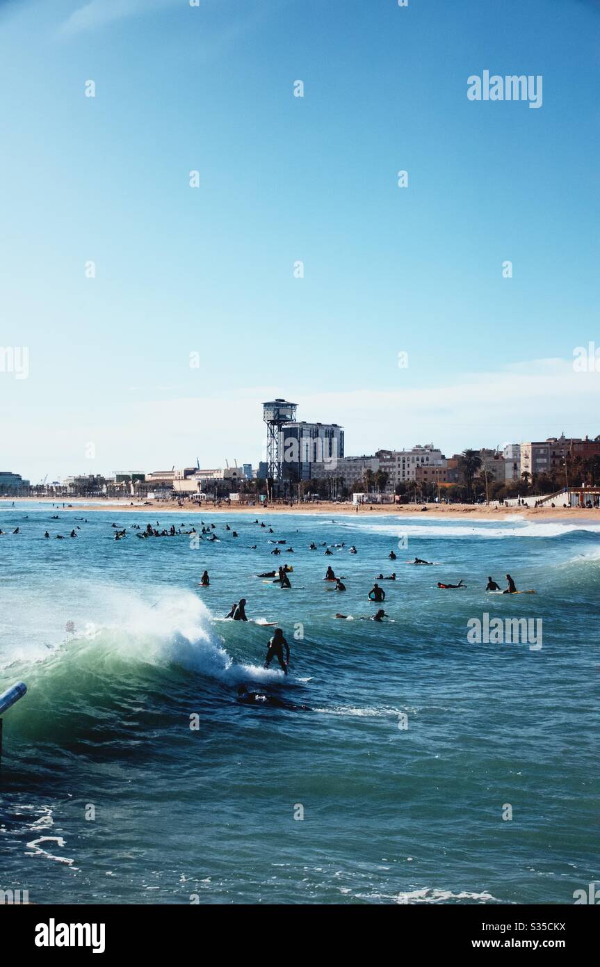 Plage à Barcelone en hiver Banque D'Images