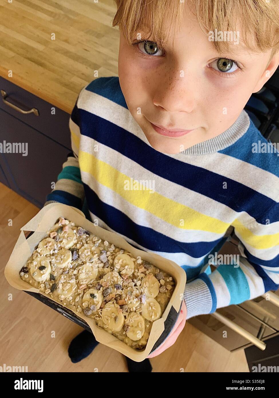 Chocolat maison, noix et pain banane Banque D'Images