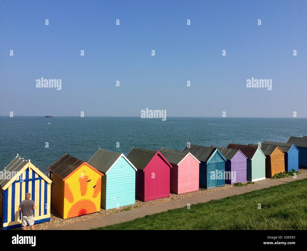 Cabanes de plage à Herne Bay, Kent Banque D'Images