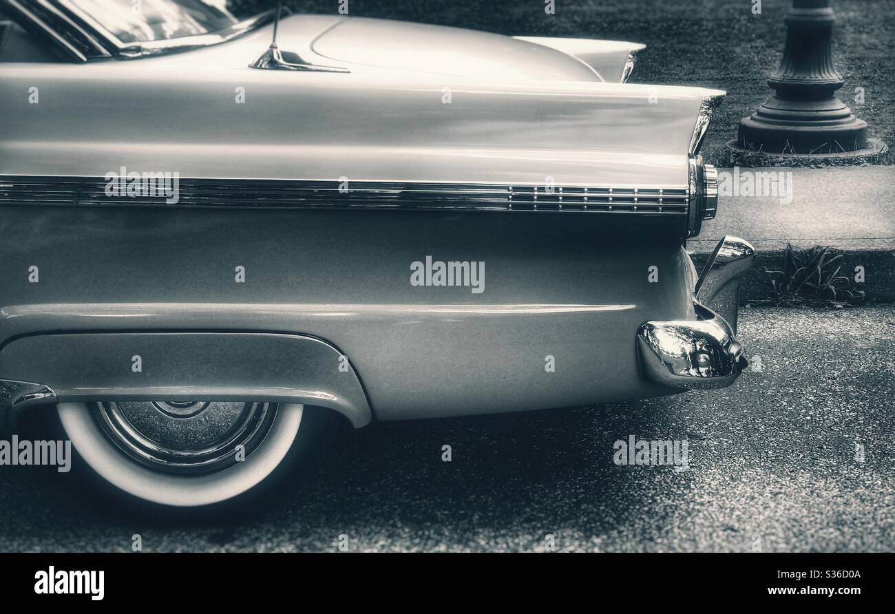 Vintage Ford Crown Victoria en noir et blanc Banque D'Images