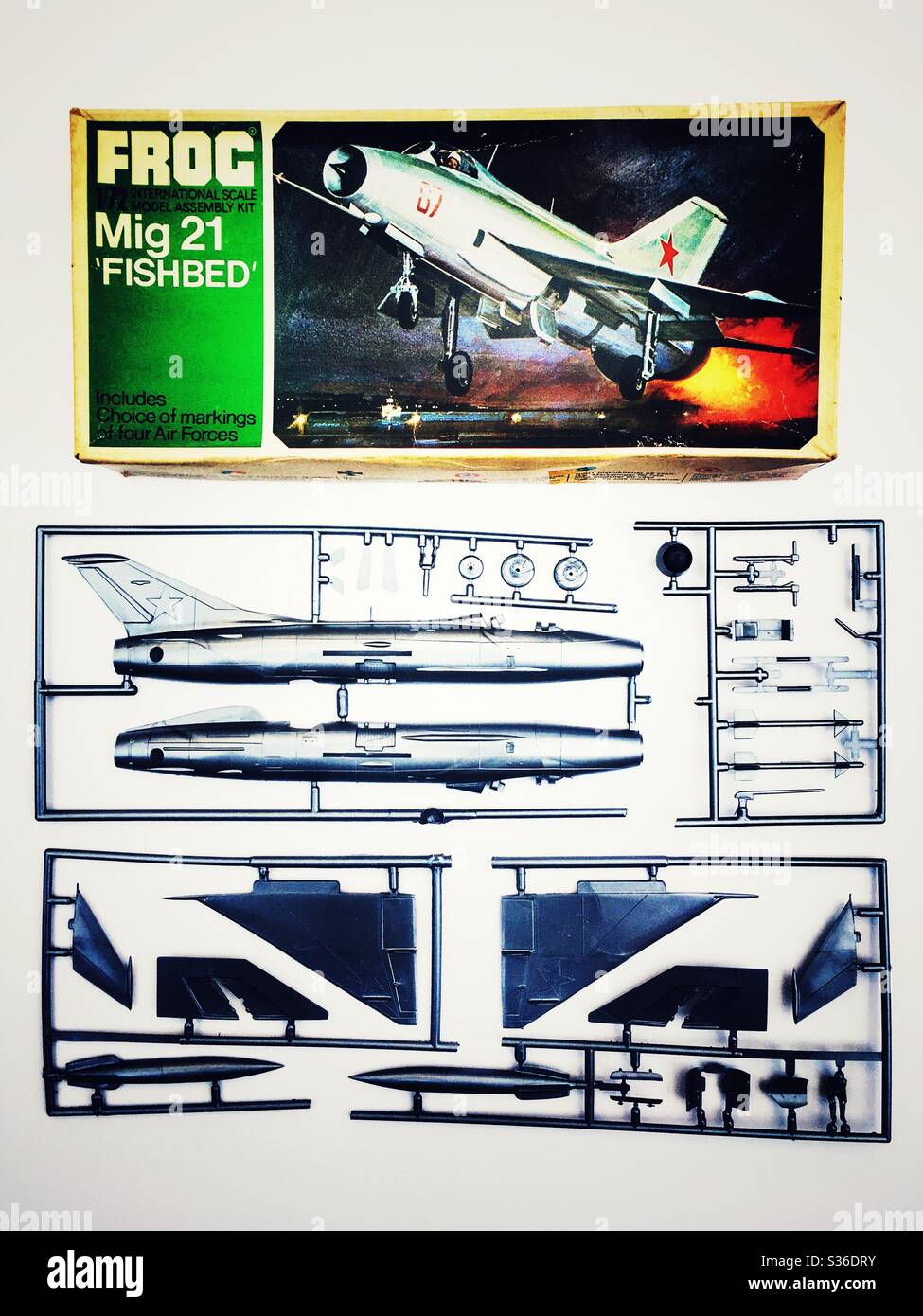 Kit de modèle en plastique FROG 1/72 Scale MIG 21 - Image de stock capturée avec un smartphone
