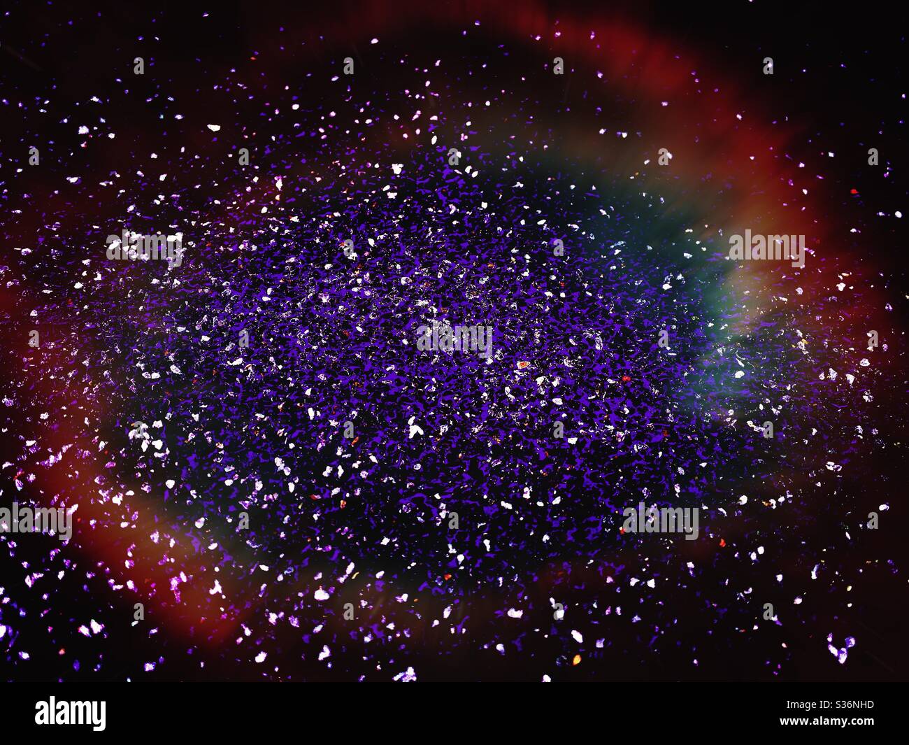 Illustration du ciel bleu foncé avec de nombreuses étoiles et un effet arc-en-ciel Banque D'Images