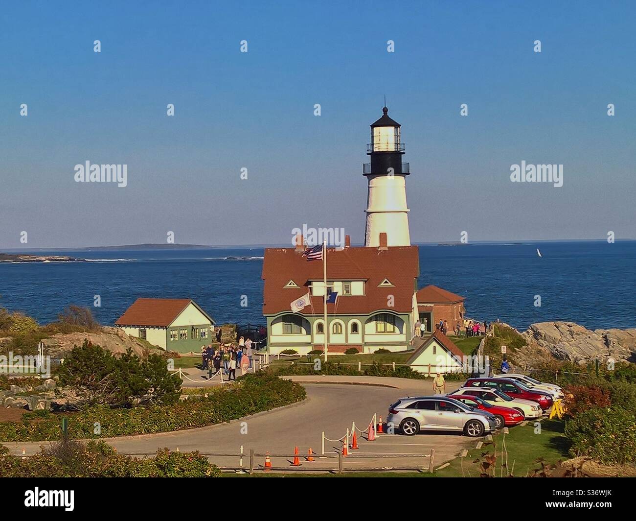 Phare du parc fort Williams, cape Elizabeth, près de Portland, Maine - Image de stock capturée avec un smartphone