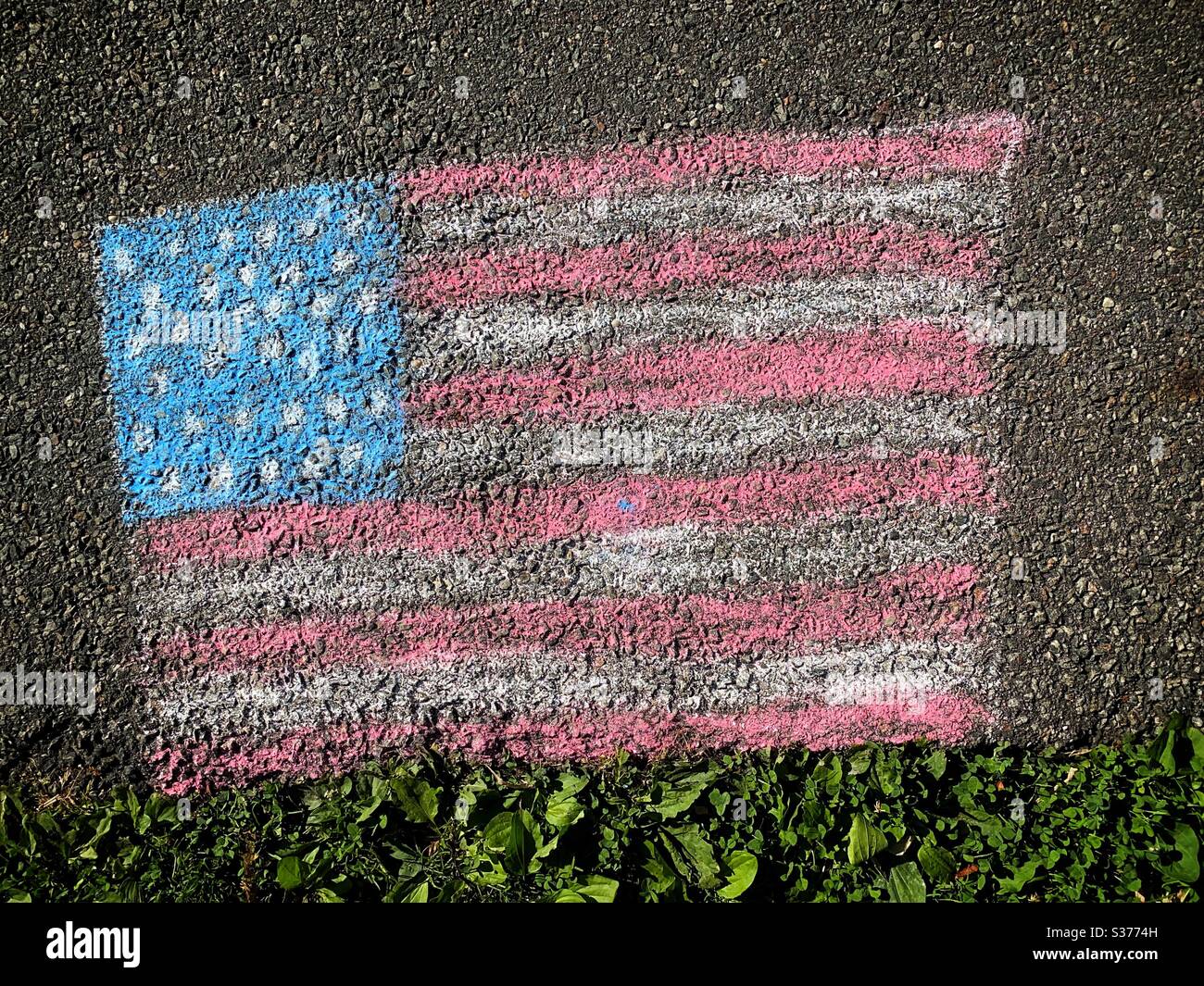 Un dessin à la craie d'un drapeau des États-Unis d'Amérique. Banque D'Images