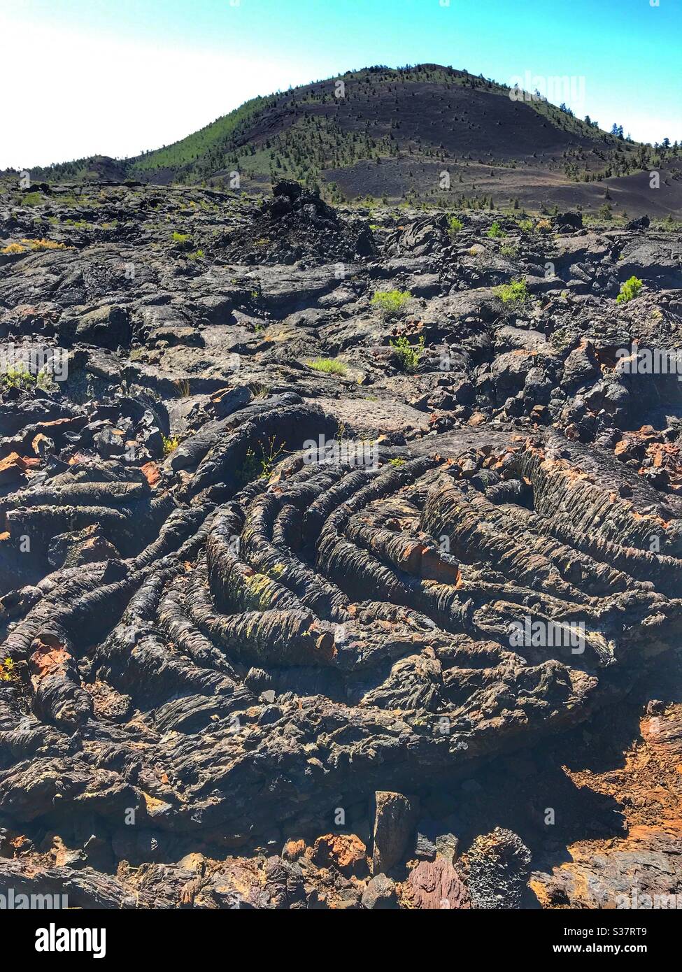 Roche de lave refroidie dans le monument national Craters of the Moon de l'Idaho. Banque D'Images