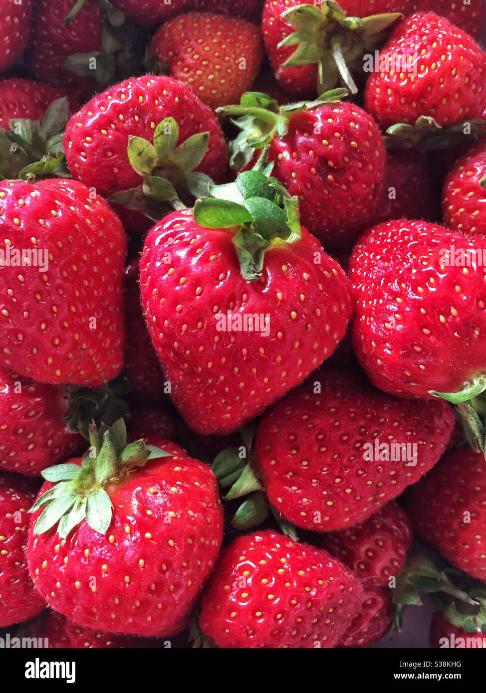 Fraises en vrac - Image de stock capturée avec un smartphone