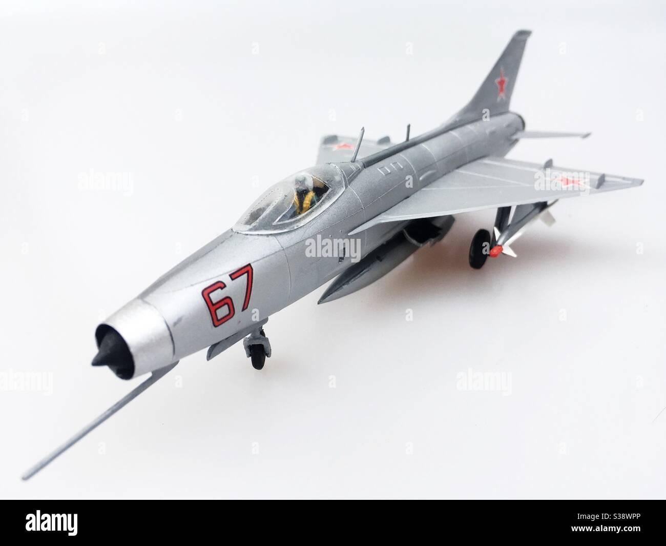 Avion modèle «Fishbed» MIG 21 à l'échelle FROG 1/72 Banque D'Images