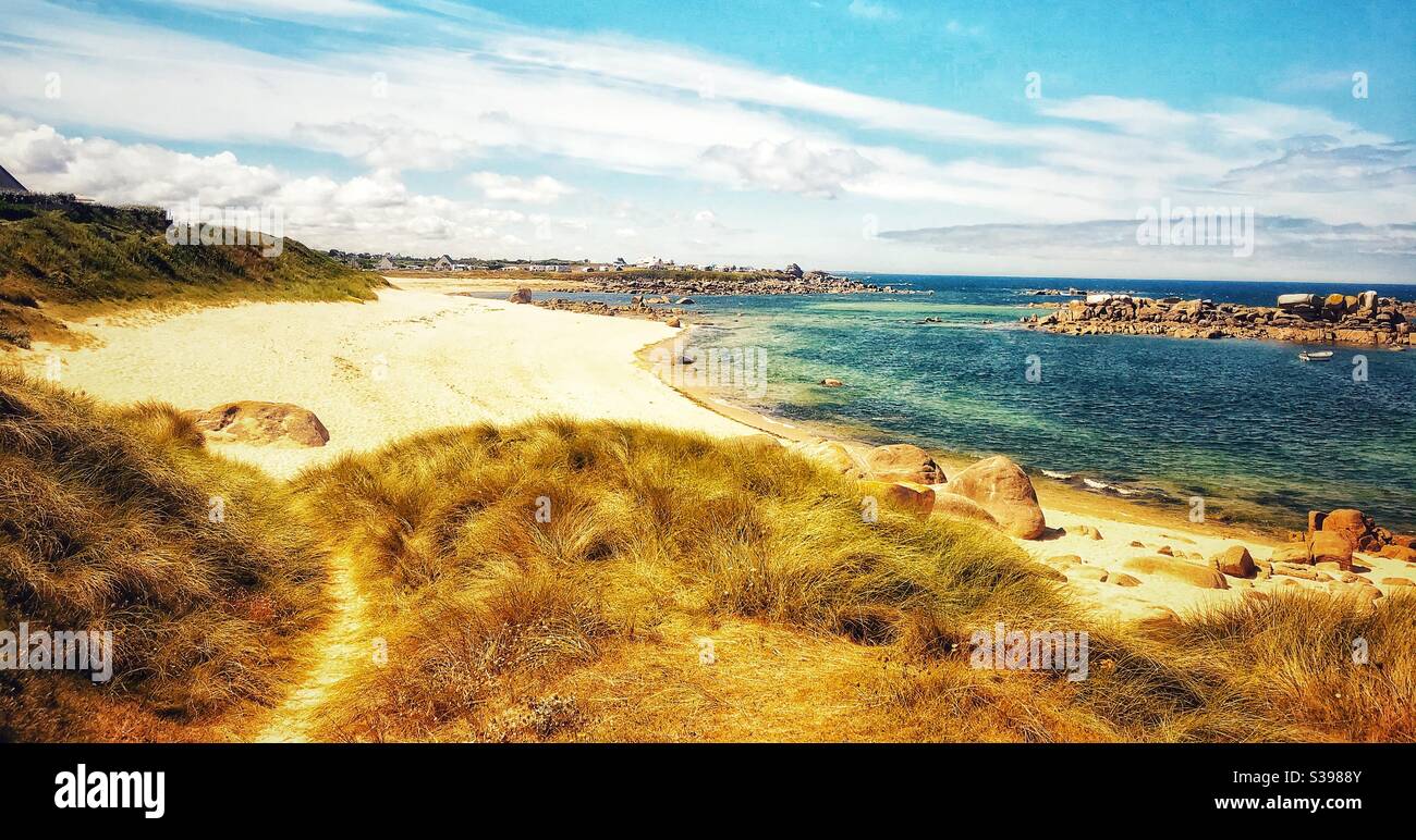 Plage breton sous canicule Banque D'Images