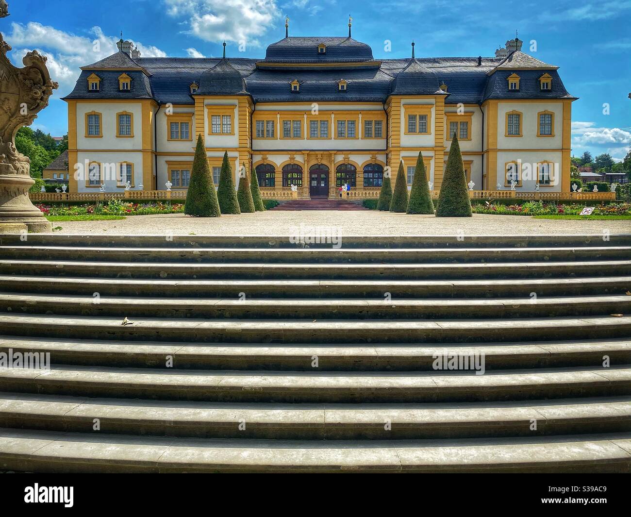 Résidence d'été Palais près de Würzburg construit au XVIIe siècle. - Image de stock capturée avec un smartphone