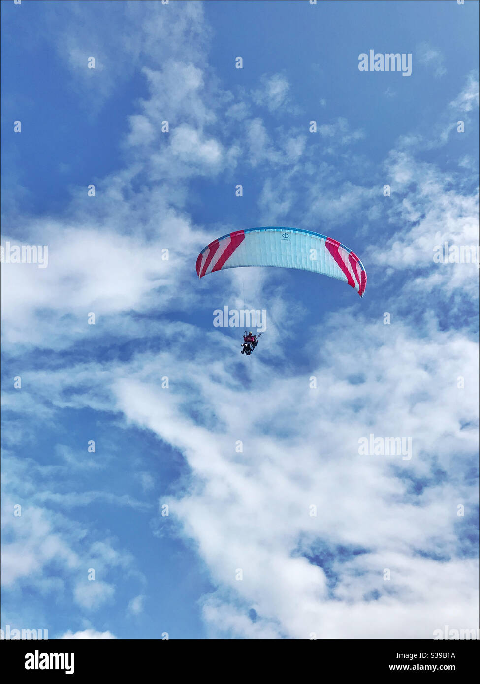 Parapente en tandem, promenade de Seapoint, le Cap, Afrique du Sud. Banque D'Images