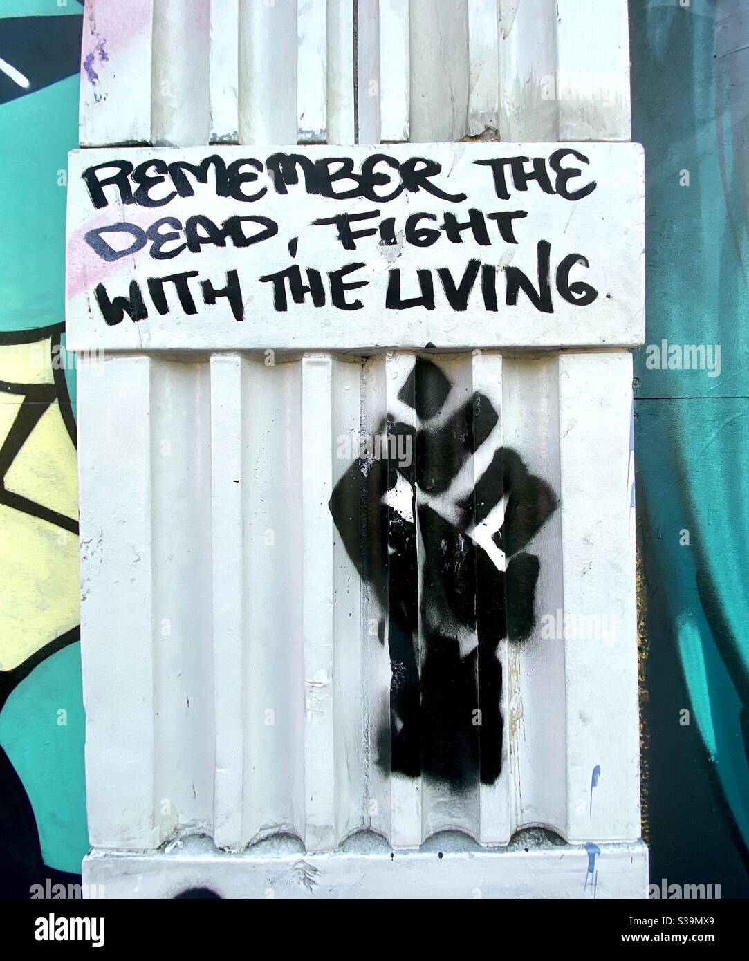 Black Lives Matter Protest Art/Graffiti au quartier de Capitol Hill à Seattle, Washington, États-Unis Banque D'Images