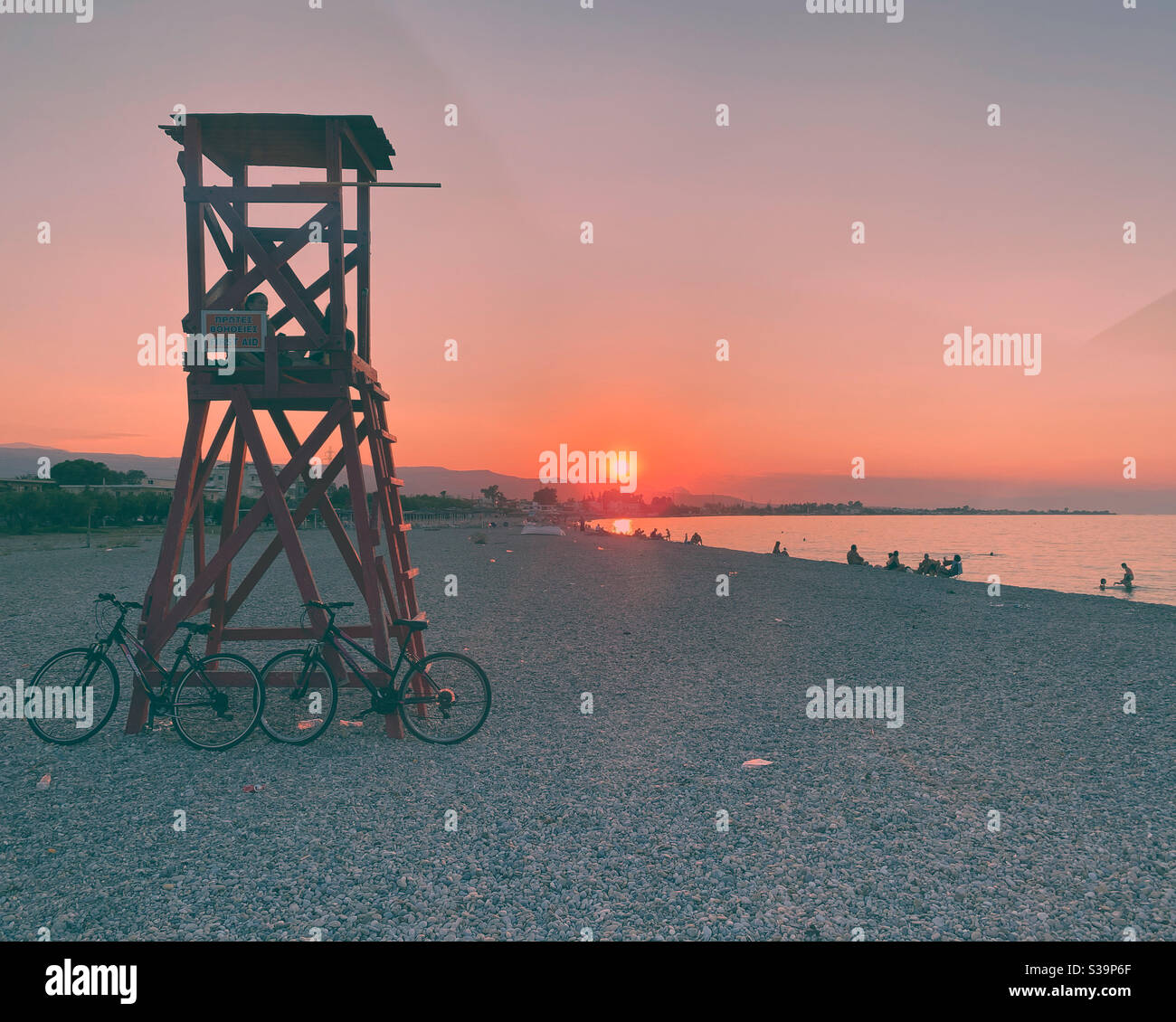 Coucher du soleil en Grèce Banque D'Images