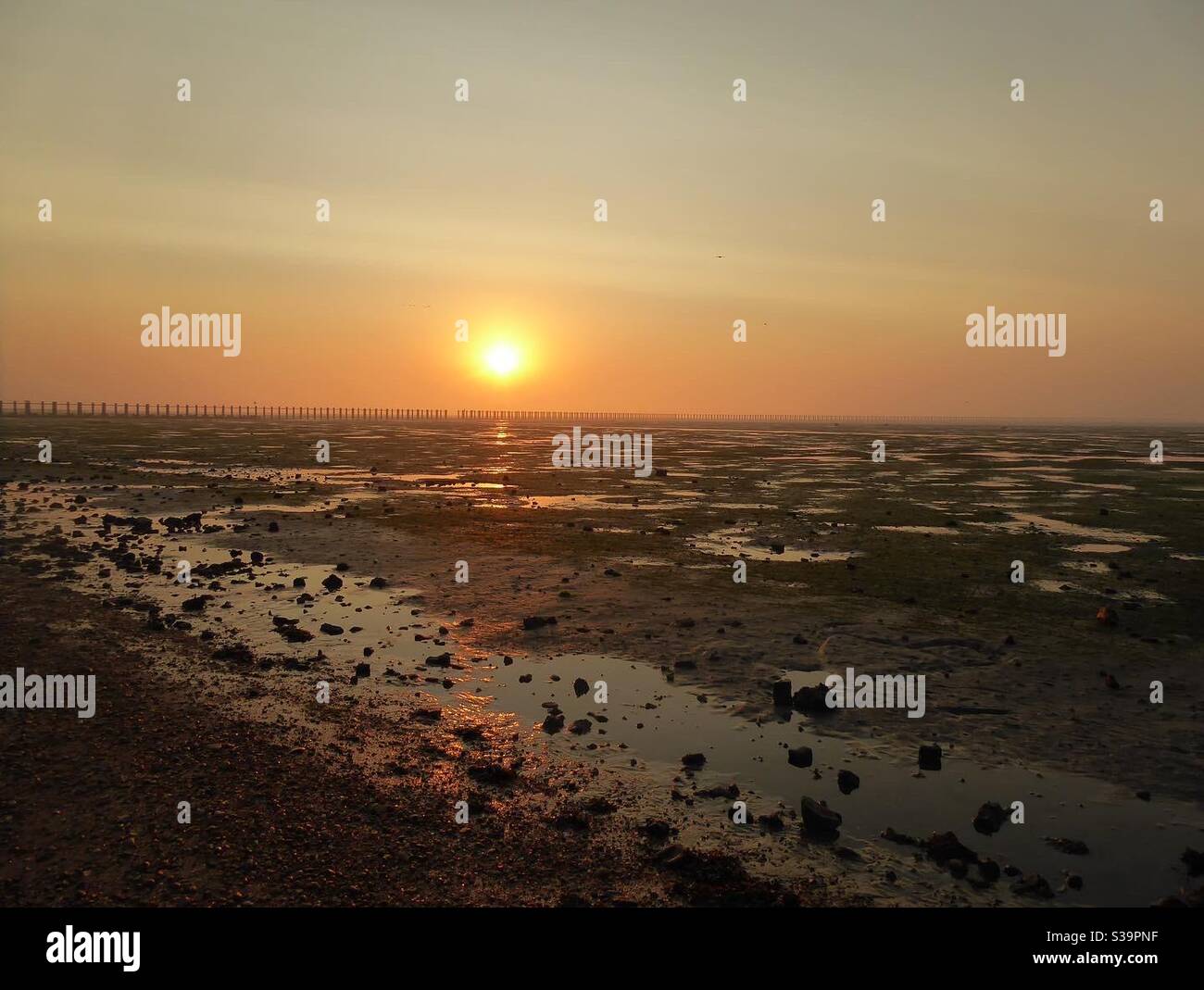 Lever du soleil sur la plage est de Shoebury Banque D'Images