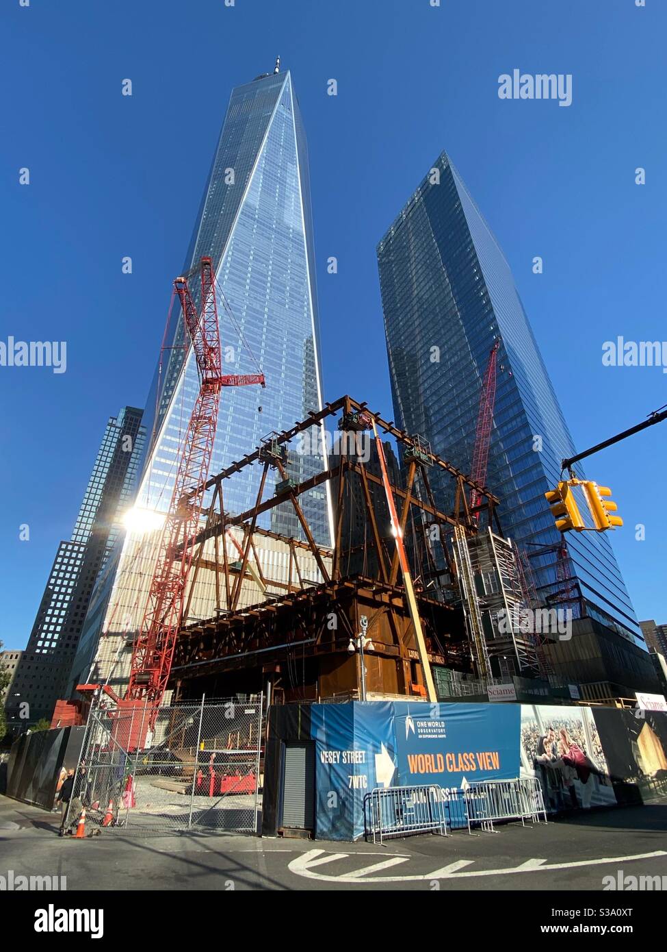 Construction du Centre des arts de la scène Ronald O. Perelman, World Trade Centre, New York. - Image de stock capturée avec un smartphone