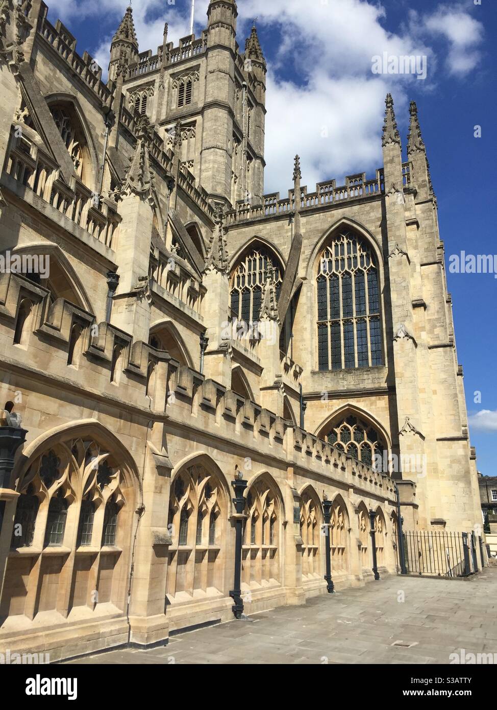 Gros plan sur l'abbaye de Bath en Angleterre - Image de stock capturée avec un smartphone