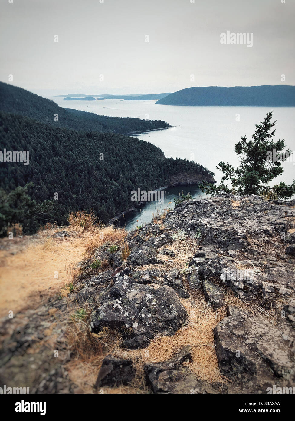 Vue depuis Eagle Cliff sur Cypress Island Banque D'Images
