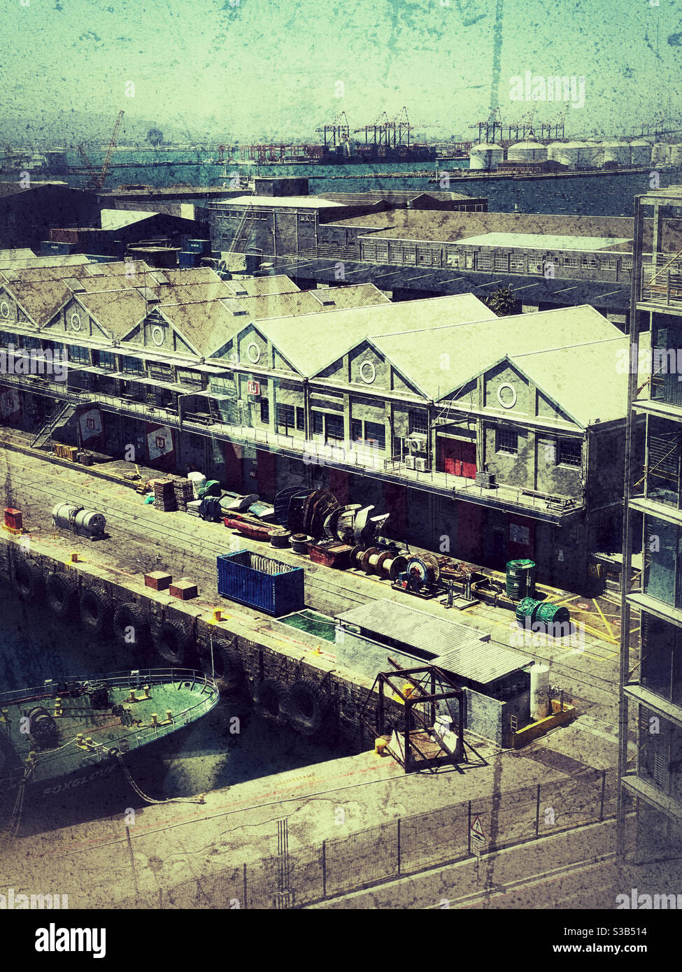 Le port du Cap, V&A Waterfront, le Cap, Afrique du Sud. (Utilisation extrême des filtres.) Banque D'Images
