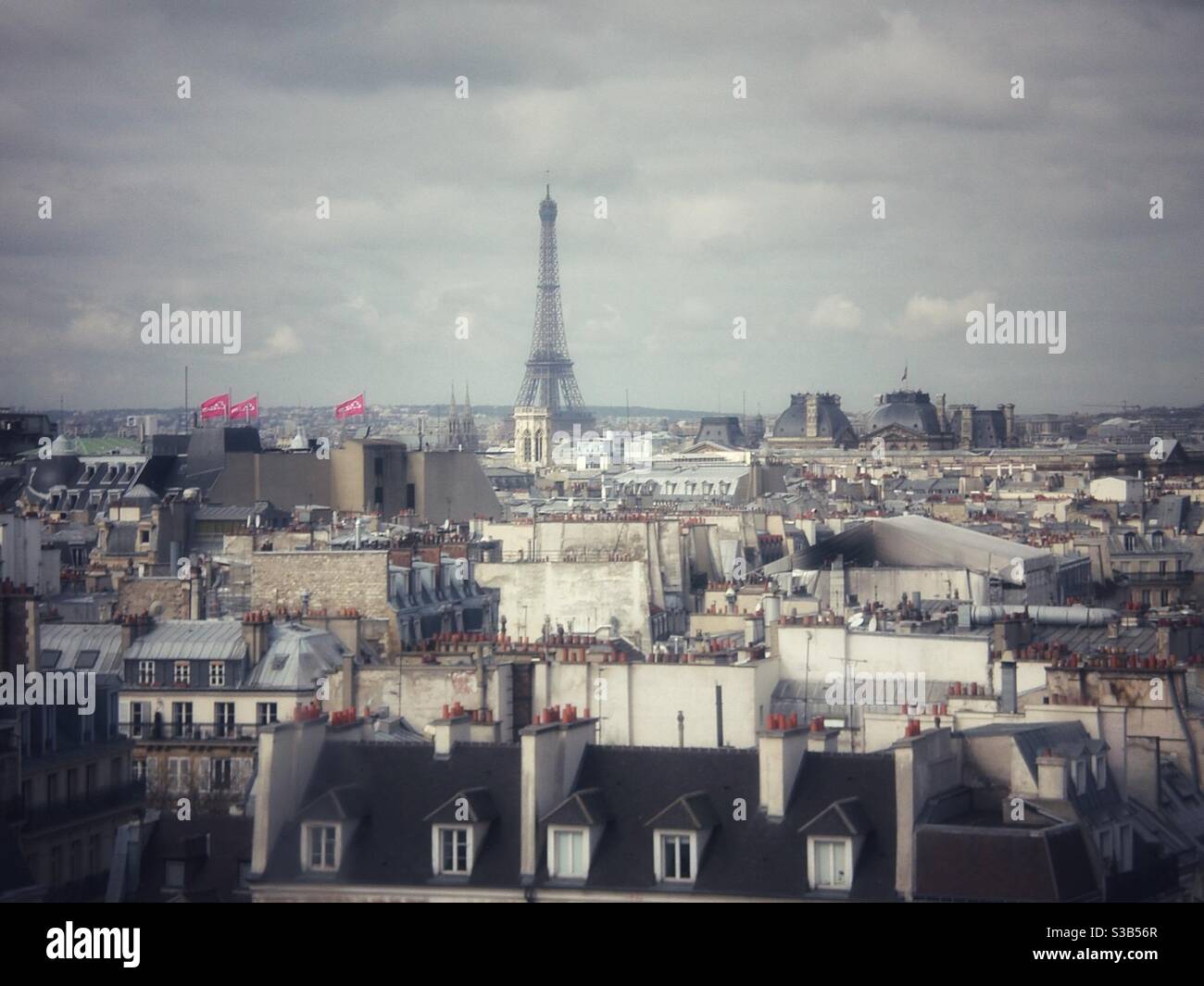 Vue sur les toits de Paris et la Tour Eiffel Banque D'Images