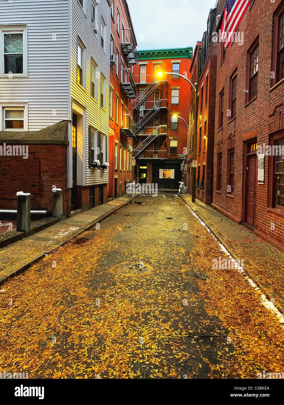 Quartier italien à l'automne, North End Boston. Banque D'Images