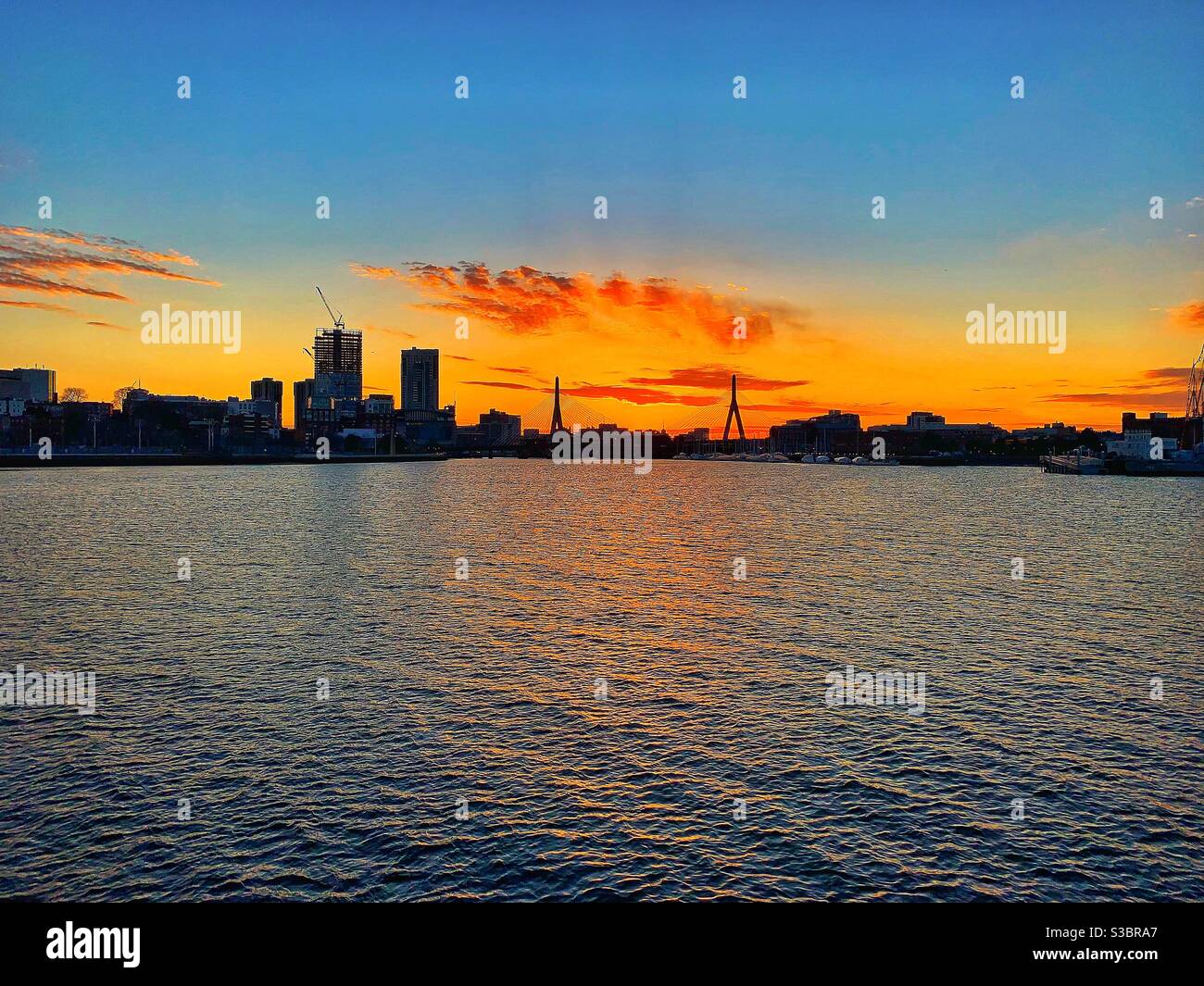 Coucher de soleil de Boston Banque D'Images