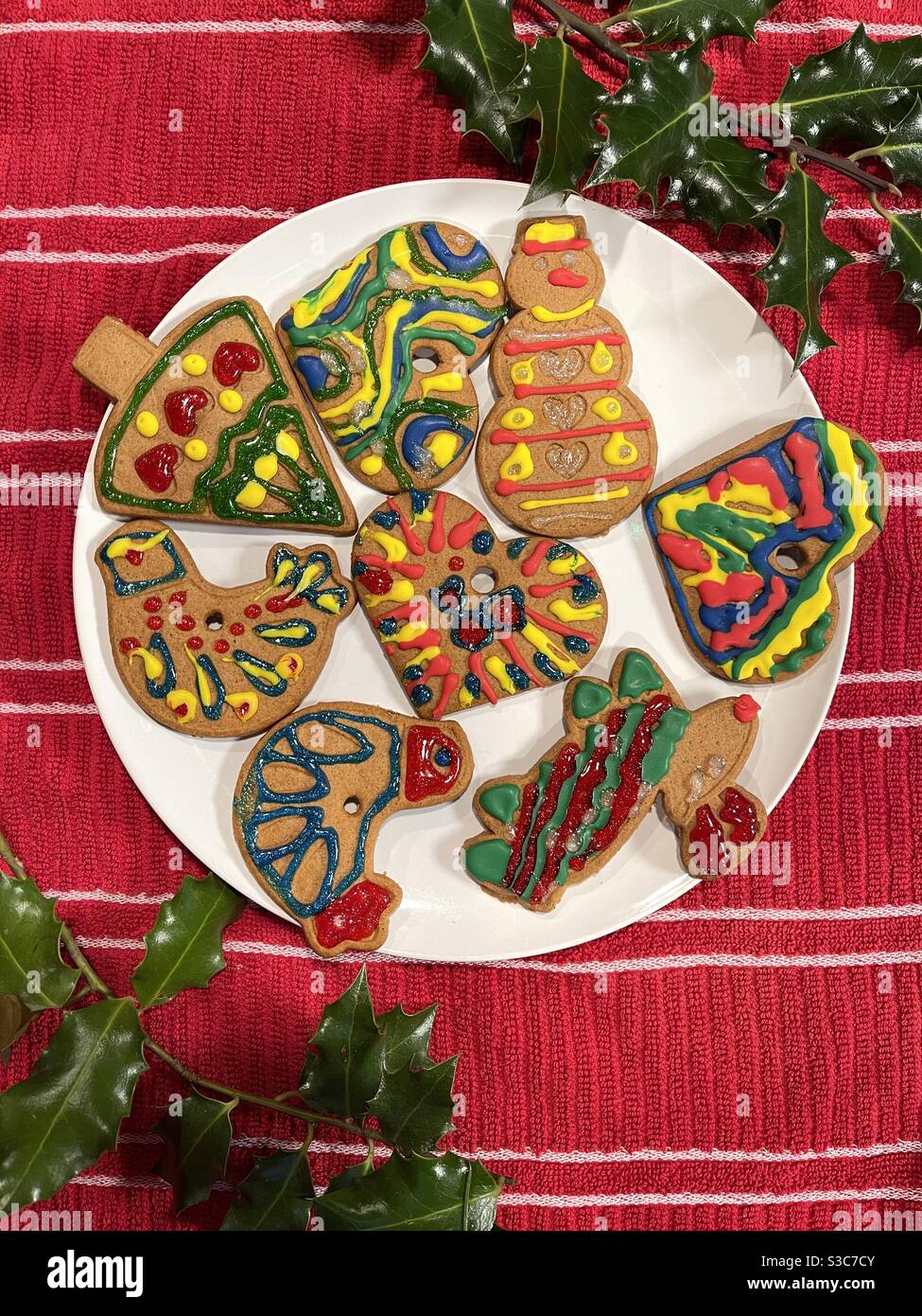 Biscuits de pain d'épice décorés pour Noël Banque D'Images