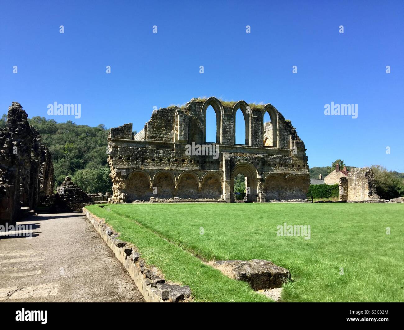 L'abbaye de Rievaulx, une abbaye cistercienne située près de Helmsley dans le parc national des Moors de North York Banque D'Images