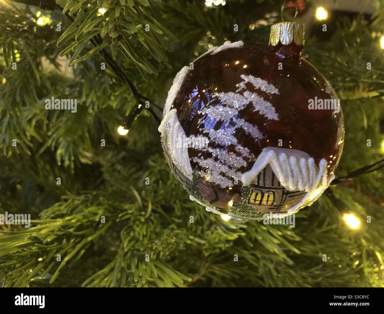 Décorations de Noël sur un arbre de Noël Banque D'Images