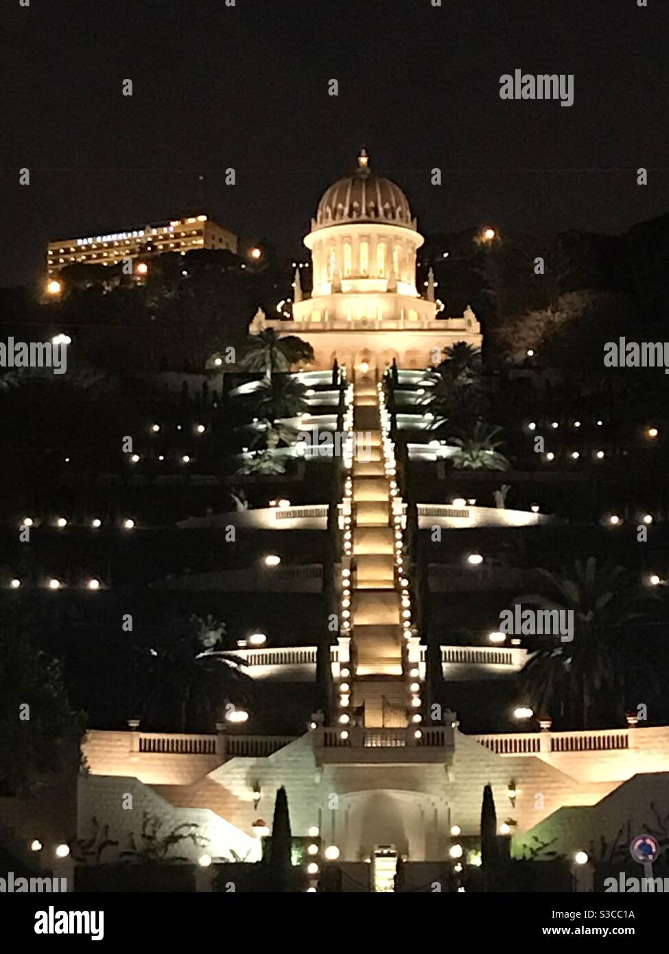 Le temple et les jardins de Bahai à Haïfa, Israël Banque D'Images